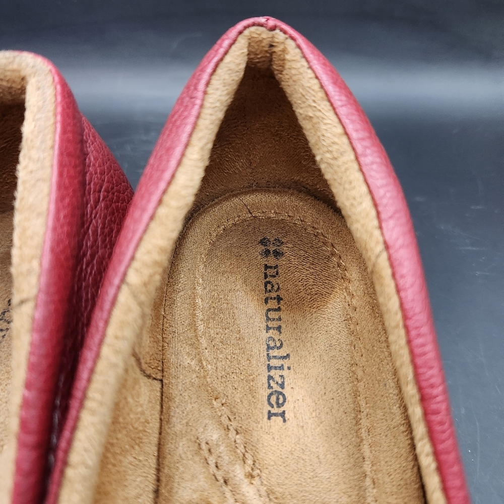 Naturalizer Red Leather Low Heel Slip On Shoes, Size 8M - Picture 6 of 8